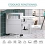 HOMCOM Meuble de Rangement de Salle de Bain sur Roulette, Armoire WC Toilettes étroit, avec étagère Ouverte et 2 tiroirs, Charge