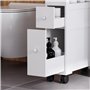 HOMCOM Meuble de Rangement de Salle de Bain sur Roulette, Armoire WC Toilettes étroit, avec étagère Ouverte et 2 tiroirs, Charge