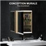HOMCOM Armoire Murale, Meuble Salle de Bain avec Miroir, Armoire Suspendue avec éclairage LED et étagères en Verre réglables, 50