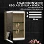 HOMCOM Armoire Murale, Meuble Salle de Bain avec Miroir, Armoire Suspendue avec éclairage LED et étagères en Verre réglables, 50