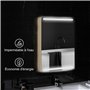 HOMCOM Armoire Murale, Meuble Salle de Bain avec Miroir, Armoire Suspendue avec éclairage LED et étagères en Verre réglables, 50