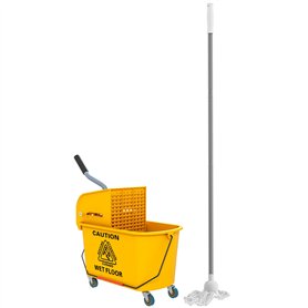 HOMCOM Chariot de ménage Chariot de Lavage Chariot de Nettoyage Professionnel essoreuse latérale Seau 20 L