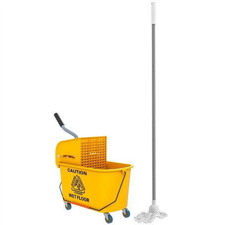 HOMCOM Chariot de ménage Chariot de Lavage Chariot de Nettoyage Professionnel essoreuse latérale Seau 20 L