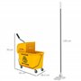 HOMCOM Chariot de ménage Chariot de Lavage Chariot de Nettoyage Professionnel essoreuse latérale Seau 20 L, poignée et serpillèr