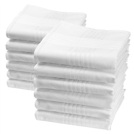 Merrysquare - Mouchoirs Blancs Economiques - Grande Taille 40cm - 12 Pièces - 100% Coton - Modèle Valentin
