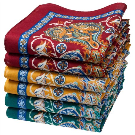 Merrysquare - Fins Mouchoirs en Tissu Motif Oriental - Modèle SAMARKAND - Taille Moyenne 35cm x 35cm - 6 Pièces - 100% Coton