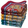 Merrysquare - Fins Mouchoirs en Tissu Motif Oriental - Modèle SAMARKAND - Taille Moyenne 35cm x 35cm - 6 Pièces - 100% Coton