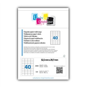 20000 Étiquettes autocollantes 52.5 x 29.7 mm - 500 Feuilles A4 de 40 étiquettes multi-usage compatibles jet d’encre