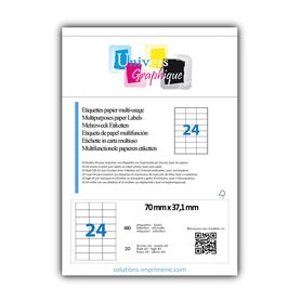480 Etiquettes adressage autocollantes 70 x 37 mm - 20 Feuilles A4 de 24 étiquettes multi-usage compatibles jet d’encre