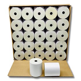 50 Rouleau papier AUTOCOPIANT 2 PLIS blanc + jaune 76 x 70 x 12 bobine pour caisse enregistreuse bobine papier carboné 2 feuille