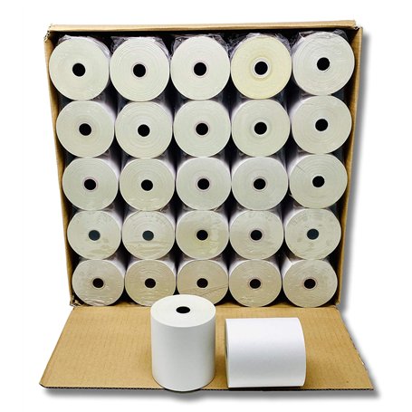 50 Rouleau papier AUTOCOPIANT 2 PLIS blanc + jaune 76 x 70 x 12 bobine pour caisse enregistreuse bobine papier carboné 2 feuille