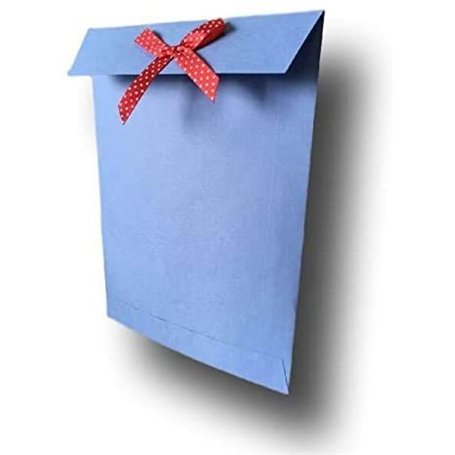 1 enveloppe pochette cadeau luxe couleur bleu foncé avec nœud rouge tissu format 195 x 255 mm un étui pour offrir idéal pour car
