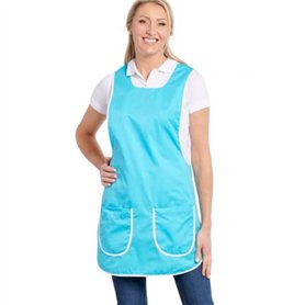 Hurry Jump Tablier chasuble Tablier de travail Femme Tablier nettoyage uniforme de travail sante hotellerie TURQUOISE Liseré Bla