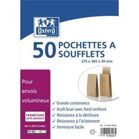 OXFORD Paquet de 50 pochettes kraft auto-adhesives 120g format 275x365 mm
