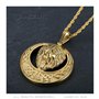 BOBIJOO Jewelry - Imposant Pendentif Tête de Lion Solaire Acier Inoxydable Doré Or Fin + Chaîne
