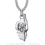 BOBIJOO Jewelry - Pendentif Collier Corse Carte île de beauté Corsica Tête de Maure Acier Inoxydable Argent Chaîne