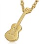 LE BAGACIER - Pendentif Collier Guitare Classique 6 Cordes Gitan Acier Inoxydable Or Chaîne Grain de café