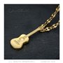 LE BAGACIER - Pendentif Collier Guitare Classique 6 Cordes Gitan Acier Inoxydable Or Chaîne Grain de café