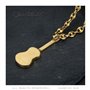 LE BAGACIER - Pendentif Collier Guitare Classique 6 Cordes Gitan Acier Inoxydable Or Chaîne Grain de café