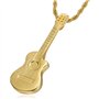 LE BAGACIER - Pendentif Guitare pan coupé Gitan Musicien Collier Acier Or