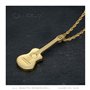 LE BAGACIER - Pendentif Guitare pan coupé Gitan Musicien Collier Acier Or