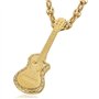 BOBIJOO Jewelry - Pendentif Collier Guitare pan coupé Gitan Acier Inoxydable Or Diamants Chaîne Grain de café