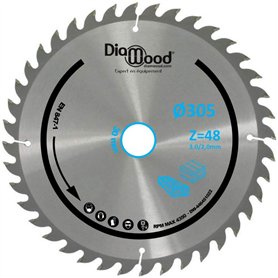 DIAMWOOD - Lame de Scie Circulaire Bois Alu pour Scies à Onglet | Découpe Parfaite et Polyvalente | 48 Dents Trapézoïdales Négat