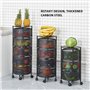 Resserre 4 Paniers Rotatifs Sur Roues En Acier Noir | H 75 Cm X D 30 Cm | Etagère De Rangement Cuisine, Salle De Bain, Bureau...