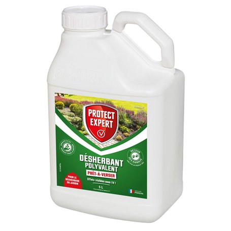 PROTECT EXPERT Désherbant Polyvalent - Effets Visibles Sous 1h - 5L - Jusqu’à 50m² Traités - Prêt À Verser PROHERBIOPAV5