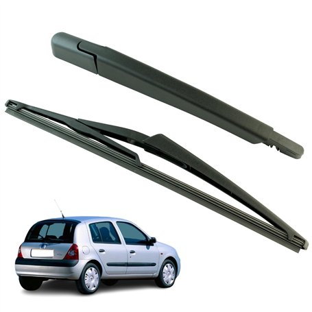 Bras essuie glace arrière compatible pour Clio 2 (1998-2012) avec balai d’essuie-glace (pare-brise arrière)