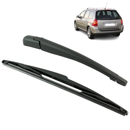 Bras essuie glace arrière compatible pour Peugeot 307 SW (2001-2007) avec balai d’essuie-glace (pare-brise arrière)