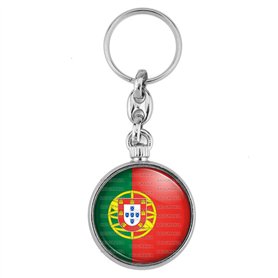 Badgmania Porte Clés Métal 2 faces Drapeau Portugal Portuguais Portuguese Flag Embleme Logo 33mm