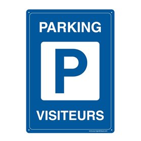 AUA SIGNALETIQUE - Panneau Prépercé avec Angles arrondis - Parking Visiteurs - 210x300 mm