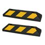 AUA SIGNALETIQUE - Butée De Roues pour Garage Parking Jaune/Noir en Composites Recyclés (Pack de 2) avec Fixations Fournies