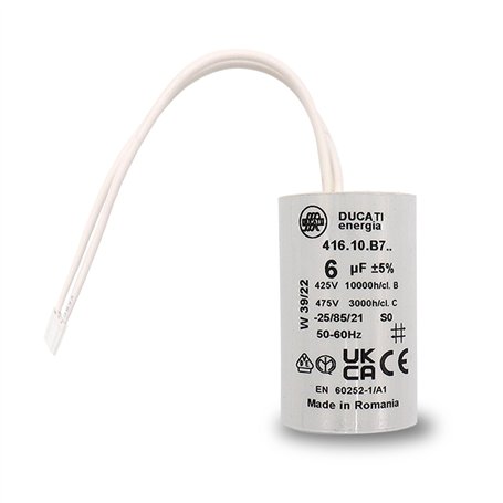 Condensateur 6uF à connecteurs - Pour moteur de volet roulant Bubendorff - Cylindrique pour réparation - Haute qualité et longue
