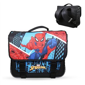 Bagtrotter - Cartable 38 cm - Spiderman Bleu - Primaire - Bretelles et dos rembourrés - Bandes Réfléchissantes - Grand Rangement