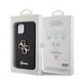 Guess GUHCP15SHG4SGK Coque pour iPhone 15 6,1" Noir Coque Rigide Script à Paillettes Grand 4G