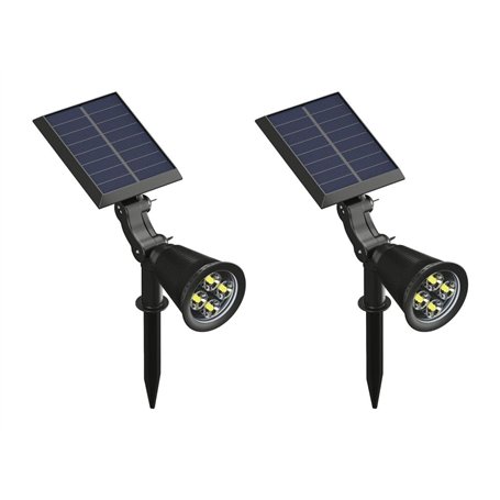 Vente-unique - Lot de 2 balises ou appliques solaires orientables - 300 lumens - Noir - SLATINE