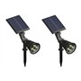 Vente-unique - Lot de 2 balises ou appliques solaires orientables - 300 lumens - Noir - SLATINE