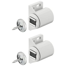 cyclingcolors 2x loqueteau magnétique à aimant rond blanc avec vis contreplaque à visser universel porte placard cuisine salle d