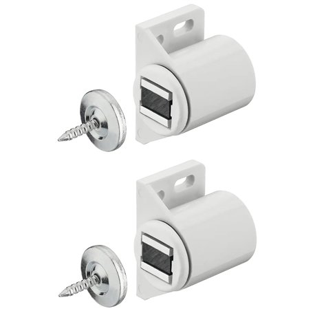 cyclingcolors 2x loqueteau magnétique à aimant rond blanc avec vis contreplaque à visser universel porte placard cuisine salle d