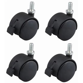 cyclingcolors 4x roulette de meuble 40mm pivotante avec frein noir nylon fixation par vis M8x15 charge 40kg / roue