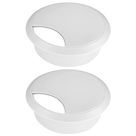 cyclingcolors 2X Passe câble Bureau Table Fil diamètre 70mm encastrable Cordon Prise Ordinateur écran Accessoire ameublement (Bl