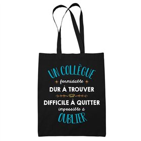 Planetee Tote Bag Formidable Collègue Noir| Idée Cadeau Travail Boulot Métier Départ Retraite Collègue Homme Sac Cabas Réutilisa