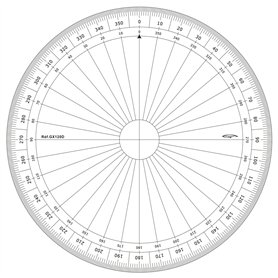 GRAPHOPLEX Rapporteur cercle entier 20cm degrés Transparent