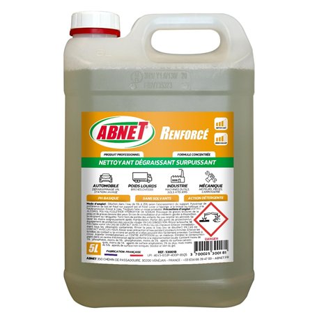 ABNET - Abnet Renforcé - Nettoyant Dégraissant Surpuissant - Élimine toutes les traces - 5L