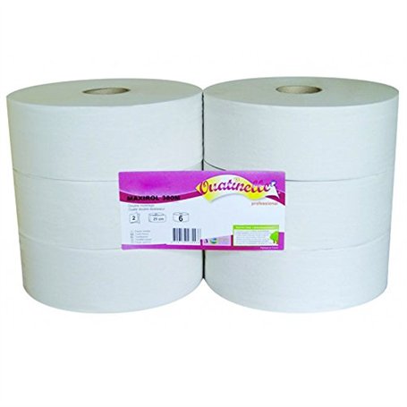 Papier toilette blanc MAXIROL 2x16g/m² - carton de 6 rouleaux - 2 plis - 1400 formats - 9.2x25cm - I367LMR- Certifié France Medi