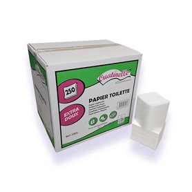 OUATINELLE - Papier toilette en feuilles lisses pliées I382L - 2 plis - 17 x 11 cm - Carton de 9000 (36 x 250) - Fabriqué en Fra