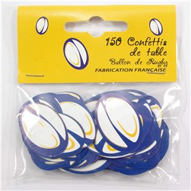 1 Sachet de 150 Confettis de Table Ballon de Rugby (Jaune et Bleu) - Made in France