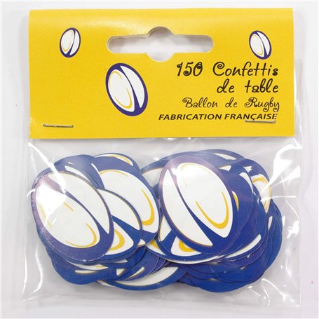 1 Sachet de 150 Confettis de Table Ballon de Rugby (Jaune et Bleu) - Made in France